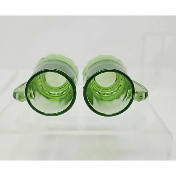 Vintage Green Federal Glass Company Mini Mug Shot Glasses Set of Two - Picture 5 of 7